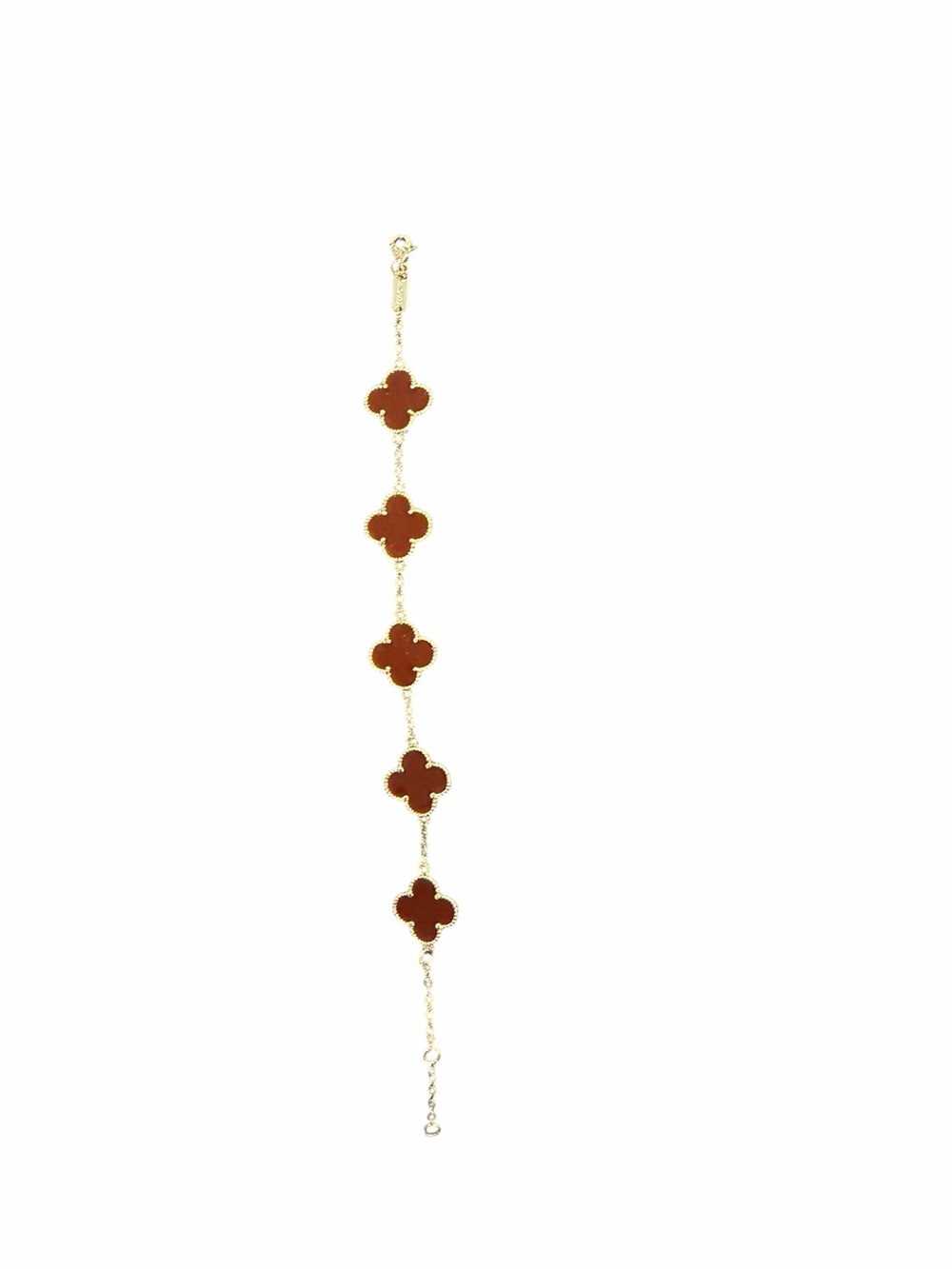 Silver- Tone Brown Clover Link Bracelet
